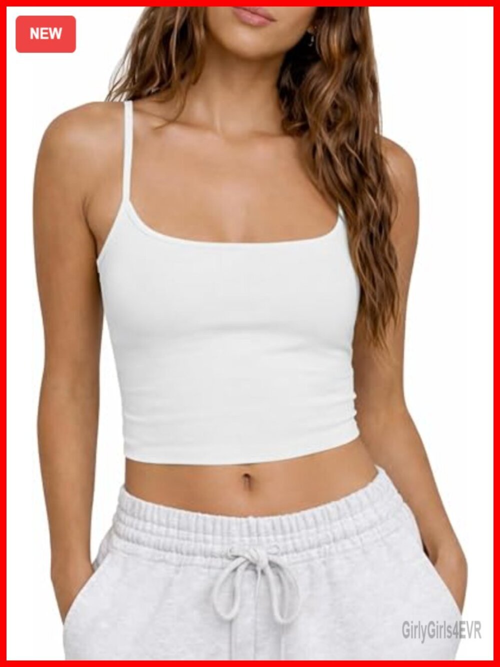 Womens Tank Top with Built in Bra Square Neck Sleeveless Camisole Crop Top
